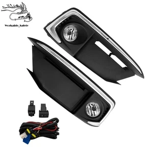 Clear Lens Fit For Honda Civic 2019-2020 Front Bumper Fog Lights+Switch+Bezels - Picture 1 of 14