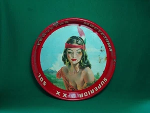 1950s VTG SUPERIOR XX BEER Advertising TIN TRAY Litho Moctezuma Daughter MEXICO - Picture 1 of 14