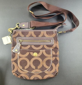 Coach Brown Canvas Signature Monogram Shoulder Crossbody Bag 42206 - Picture 1 of 7