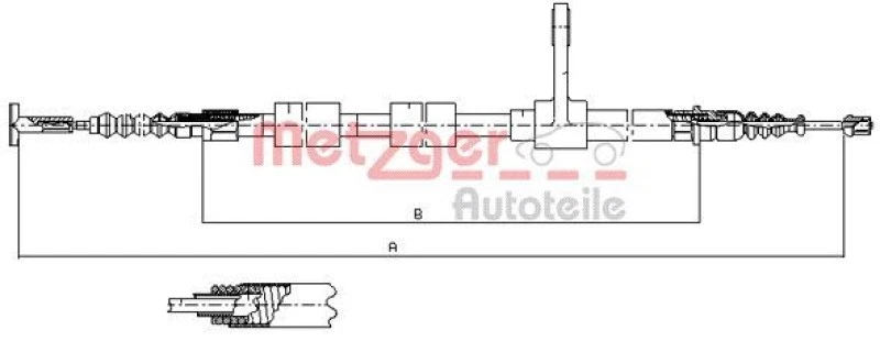 METZGER Handbremsseil Bremsseil Seilzug Feststellbremse Hinten rechts 251.31 - Bild 1 von 1