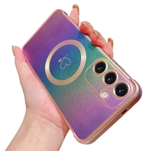 Magnetic Case for Samsung Galaxy S24+ Plus Luxury Glitter Iridescent Laser De... - Picture 1 of 7