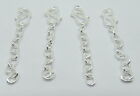 4 Pieces S Shape Hook Clasp Silver Overlay 18mm Long With Extender Chains 