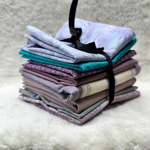 Fat Quarter 'Crazy Purples' 8 Piece Quilt Fabric Bundle, Purple/Teal - Picture 1 of 7