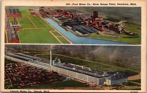 Ford Motor Co., River Rouge Plant Dearborn MICHIGAN CARTOLINA LINO D12 - Foto 1 di 2
