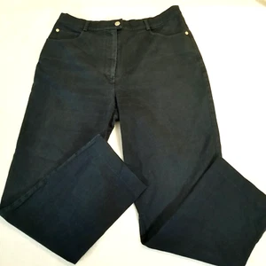 St John Sport Crop Jeans Black Womens 12 High Waist Straight Stretch Denim - Picture 1 of 12