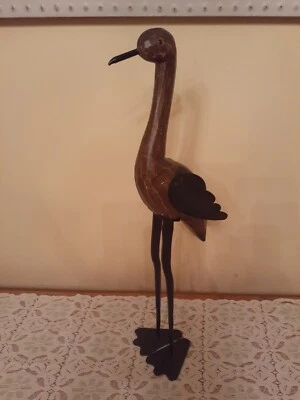 Wood And Metal Decorative Handcrafted Indoor/Outdoor Bird Garden  Figurine  - Image 1 of 4