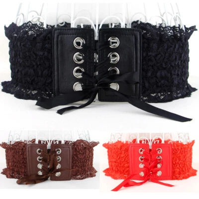 Damen Breite Gürtel Mode Elastic Stretch Lace Cinch Korsett Kleid Bund - Bild 1 von 4