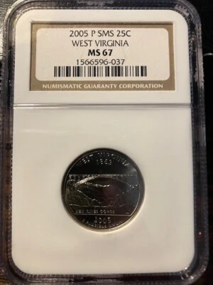2005 P SMS WEST VIRGINIA STATE QUARTER NGC MS67 - Image 1 of 2