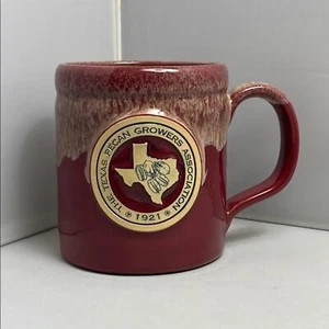 Texas Pecan Growers Assoc Coffee Mug Deneen Pottery Handmade USA Plum Drip Glaze - Bild 1 von 8