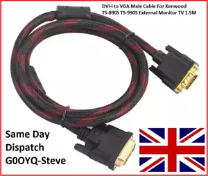 DVI-I to VGA Male Cable For Kenwood TS-890S TS-990S External Monitor TV 1.5M - Picture 1 of 12