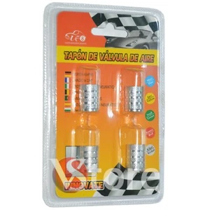4 Tappi Copri Valvola Per Auto Moto Tuning Per Pneumatici Ruote Gomme Silver TOP - Picture 1 of 1
