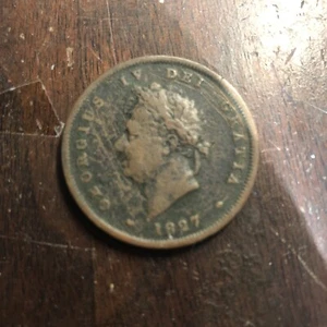 Great Britain 1827 Penny Rare Key Date Low Mintage Coin - Picture 1 of 2