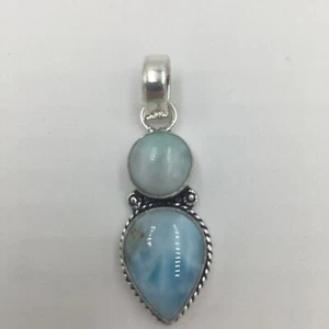 GORGEOUS Caribbean LARIMAR Powder Blue Sterling Silver PENDANT, NEW - Picture 1 of 6