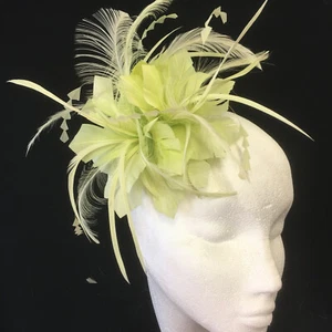 Lime Feather Fascinator for Weddings, Races and Proms - Picture 1 of 1
