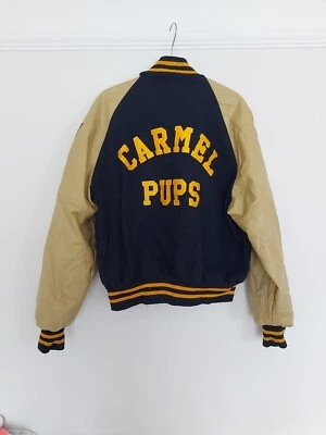  Holloway Varsity Jacket CARMEL PUPS  IEFA   USA College Wool Leather Vintage  - Image 1 of 4