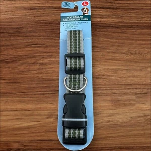 Greenbrier Kennel Club Dog Collar Large Adjustable Gray Green Stripes New - Picture 1 of 4