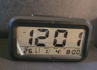 Digital Alarm Clock w/ Temp, Date, Snooze, Light Sensor, Battery Powered -Travel - Image 1 of 4