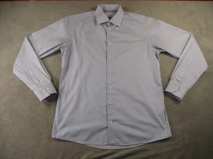 Eton Shirt Mens 17 43 Blue White Striped Slim Fit Fine Twill Cotton Dress - Picture 1 of 15
