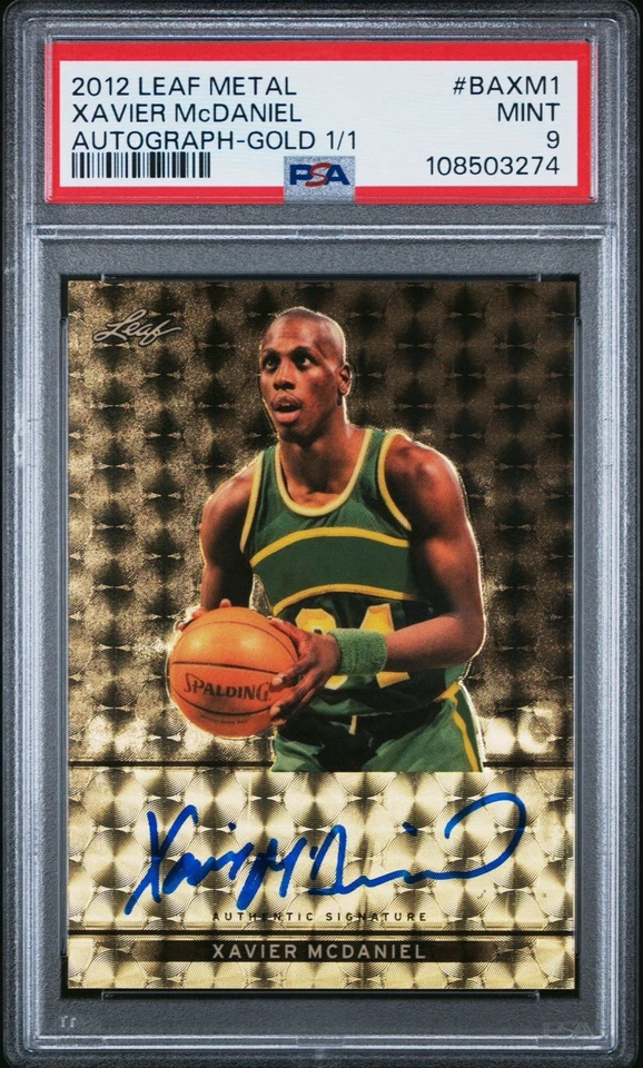 Leaf Metal 2012: Xavier McDaniel Gold Auto 1/1 PSA 9 en tarjeta Sonics, The X-Man Foto 1 de 3