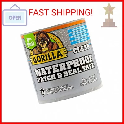 Gorilla Waterproof Patch & Seal Tape, 4" x 8', Clear, (Pack of 1) - Image 1 of 2