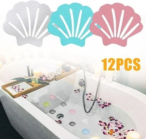 12 x Anti Slip Stickers Bathtub Pads Shell Bathroom Tape Grip Non Shower Floor - Picture 1 of 3