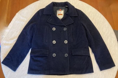 Abrigo Abercrombie & Fitch Vintage Azul Marino Mezcla Lana Guisante Talla M Cálido Años 90 Y2K Foto 1 de 4