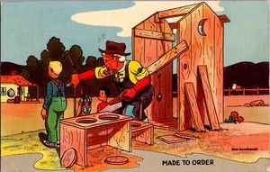 AK Don Bloodgood Plumpsklo Humor auf Bestellung Zimmermann Messen Kinder - Bild 1 von 3