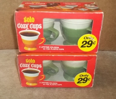 Lote de 2 tazas acogedoras vintage en solitario juego de 2 soportes para aguacate y 10 tazas de plástico #210 Foto 1 de 4