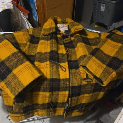 Abrigo Woolrich de Colección Años 80 Amarillo Mezcla de Lana a Cuadros RARO, Abrigo Cher Destintado Foto 1 de 4