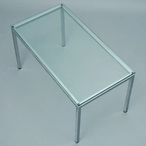 Vintage 60s Coffee Table Steel And Glass Hbt 42 x 75 X 40 CM Florence Knoll-ära - Picture 1 of 5