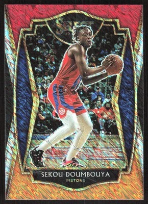 6682G 2020-21 Panini Select #107 Sekou Doumbouya Red White Orange Shimmer - Image 1 of 2