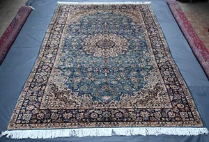 9x12 Vintage Blue Floral Caucasian Rug Oriental Hand Knotted Area Wool Carpet - Picture 1 of 12
