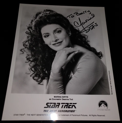 1996 STAR TREK NEXT GENERATION TROI  MARINA SIRTIS Hand SIGNED AUTOGRAPH 8x10 Cover