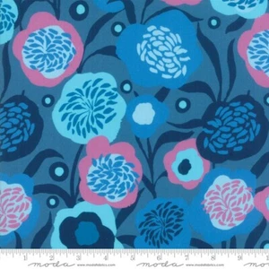 GROWING BEAUTIFUL 3 yds Moda quilting sew fabric BLUE Crystal Manning 11831-13 - Picture 1 of 1