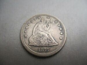 1877-S SEATED LIBERTY QUARTER SILVER COIN #H4
