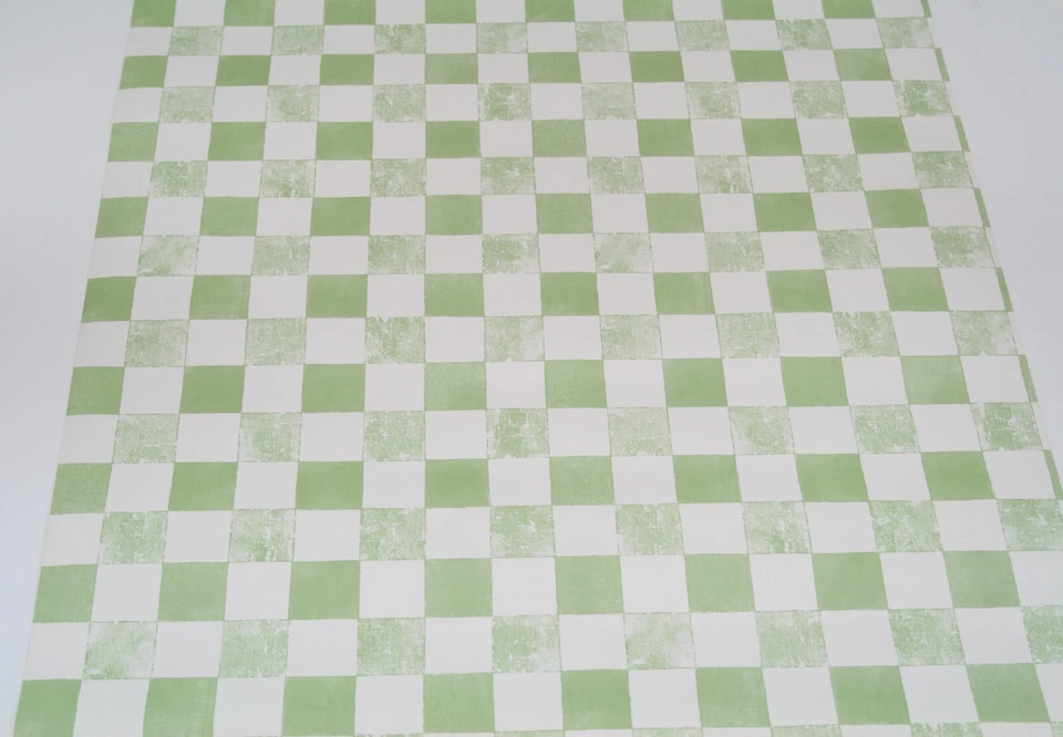 Papel Pintado Norwall NOS Doble Rollo Envejecido Verde Blanco Cuadros Casa de Campo Rústica Foto 1 de 4