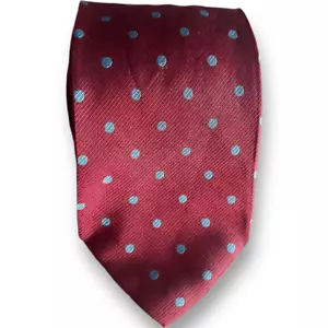 Armani Collezioni Men's Silk Necktie 3.75” Wide Red Gray Polka Dot Made in Italy - Picture 1 of 4