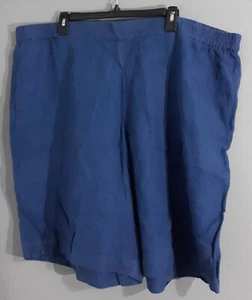 NEW-WOMAN'S J.JILL 100% BLUE LINEN SHORTS.ELASTIC WAIST/ POCKETS.SIZE 3X REG$55 - Picture 1 of 8