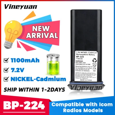 ICOM BP-224 7.2V 1100mAh Battery Pack for IC-M2A IC-M2 IC-GM1600 IC-M32 IC-M31 - Image 1 of 4
