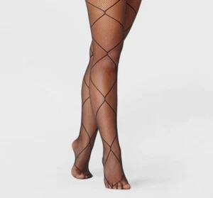 A New Day Women's Black Cross Hatch Fishnet Tights Sz: S/M NWT - Picture 1 of 3