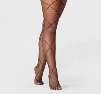 Medias de rejilla A New Day negras con escotilla cruzada para mujer talla: S/M nuevas con etiquetas Foto 1 de 3