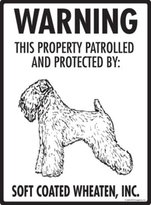 Warning! Soft Coated Wheaten Terrier Property Protected Aluminum Dog Sign 9 x 12 - Picture 1 of 5