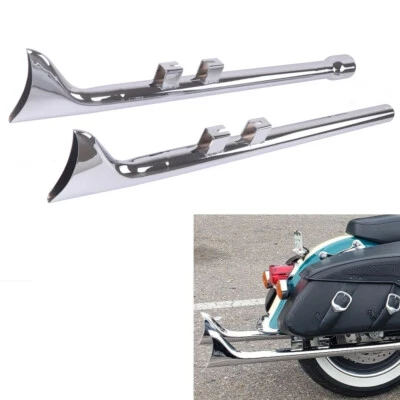 Chrome 36” Fishtail Exhaust Pipe Slip Ons for Harley Touring 2017-25,Road King - Imagem 1 de 4