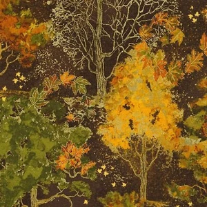 Autumn Palette Fall Trees Brown 100% Cotton Fabric by The Yard - Picture 1 of 1