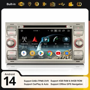 Android 14 Autoradio Ford Focus S/C-Max Transit Connect Kuga Fiesta CarPlay Navi - Foto 1 di 24