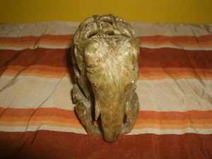 CHINESE VINTAGE JADE OR HARDSTONE HAND CARVED ELEPHANT C.1960 - Picture 1 of 5