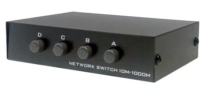 4-Way RJ45 Ethernet Switch Bi-Directional A/B Push Button Switching 1000 Mpbs - Image 1 of 4