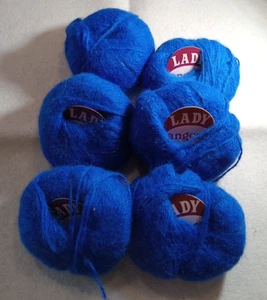 Lady Angora - 70% Angora, 15% Lammwolle, 15% Nylon - 6 Knäuel 20 gr BLAU - Bild 1 von 3