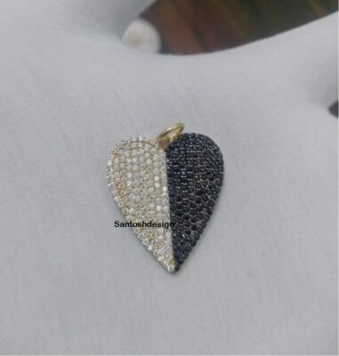 Hermoso Dije Corazón Plata Diamante Espinela Negra, Joyería Colgante Hecha a Mano Foto 1 de 2
