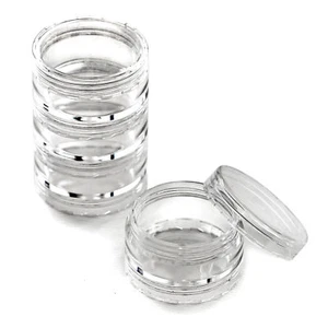 Ollas/frascos apilables de 10 ml - plástico resistente transparente - brillo, arte en uñas, artesanía - Imagen 1 de 1